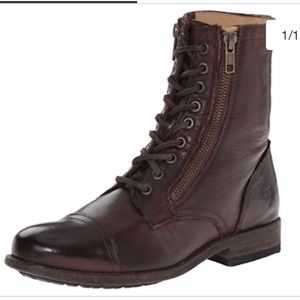Frye Tyler Double Zip Low Heel BootDark Brown 7.5